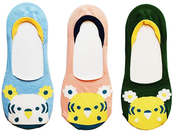 パンプスイン鳥顔靴下 セキセイインコ