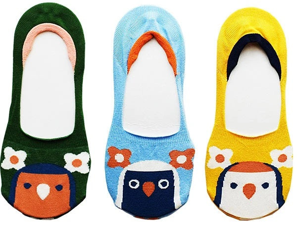 パンプスイン鳥顔靴下 ラブバード