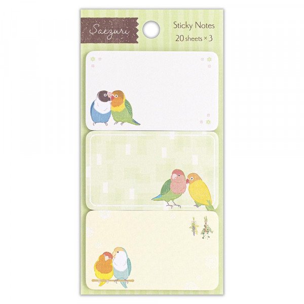 付せん さえずり インコ緑 コザクラインコ ボタンインコ