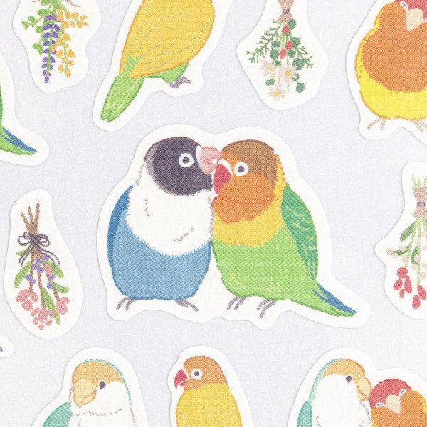 シール さえずり インコ緑 コザクラインコ ボタンインコ