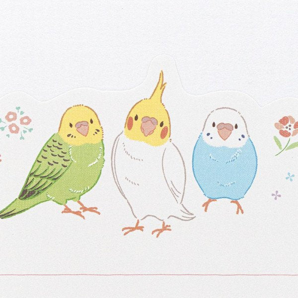 ミニレターセット さえずり インコ桃 セキセイインコ オカメインコ