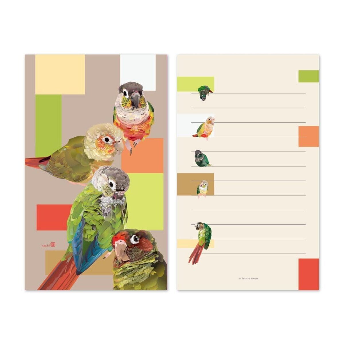 名刺サイズメモカード とりアート ウロコインコ
