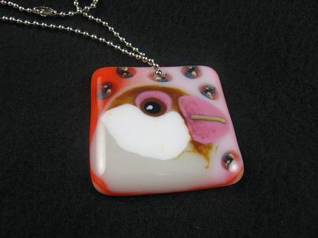 ガラスフュージング チャーム 文鳥