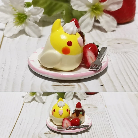 ミニチュア いちごカップケーキプレート オカメインコ ルチノー