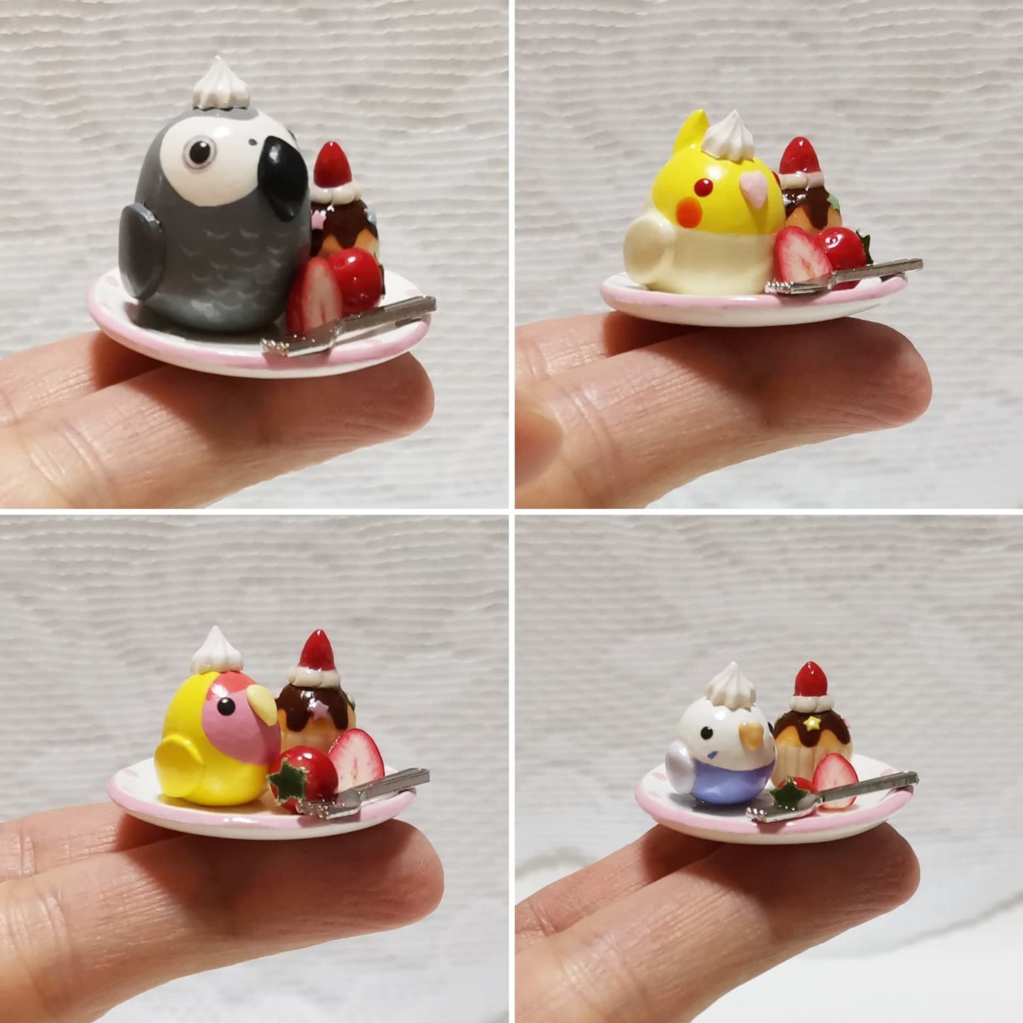 ミニチュア いちごカップケーキプレート オカメインコ ルチノー