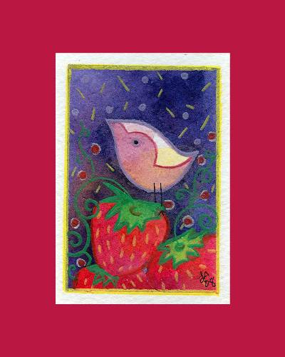 アート・プリント ストロベリーフィールド Strawberry Field - 小鳥雑貨専門のお店 スウィート・バーディー・ブティック