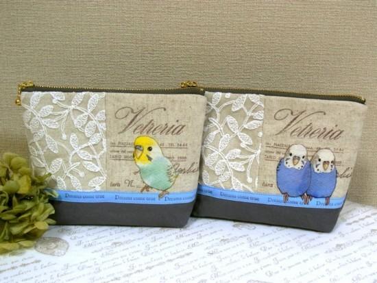 レースポーチ セキセイインコ - 小鳥雑貨専門のお店 スウィート・バーディー・ブティック