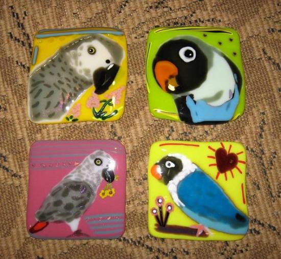 愛鳥コレクション アートコースター オウム B - 小鳥雑貨専門のお店 スウィート・バーディー・ブティック