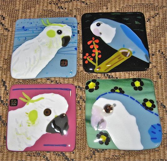 愛鳥コレクション　アートコースター　ボタンインコ　B - 小鳥雑貨専門のお店　スウィート・バーディー・ブティック