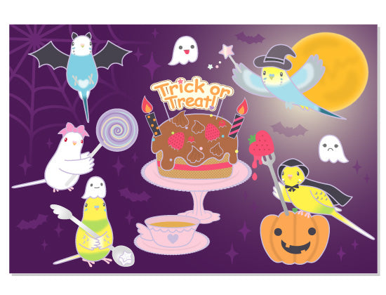 ハロウィン ティーパーティー セキセイインコ 2 - 小鳥雑貨専門のお店 スウィート・バーディー・ブティック