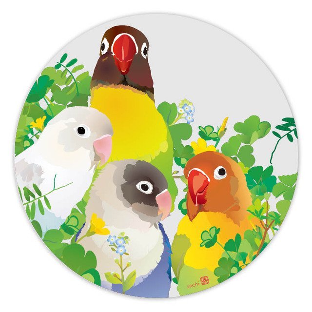 アクリルコースター とりアート ボタニカルサラダ ボタンインコ