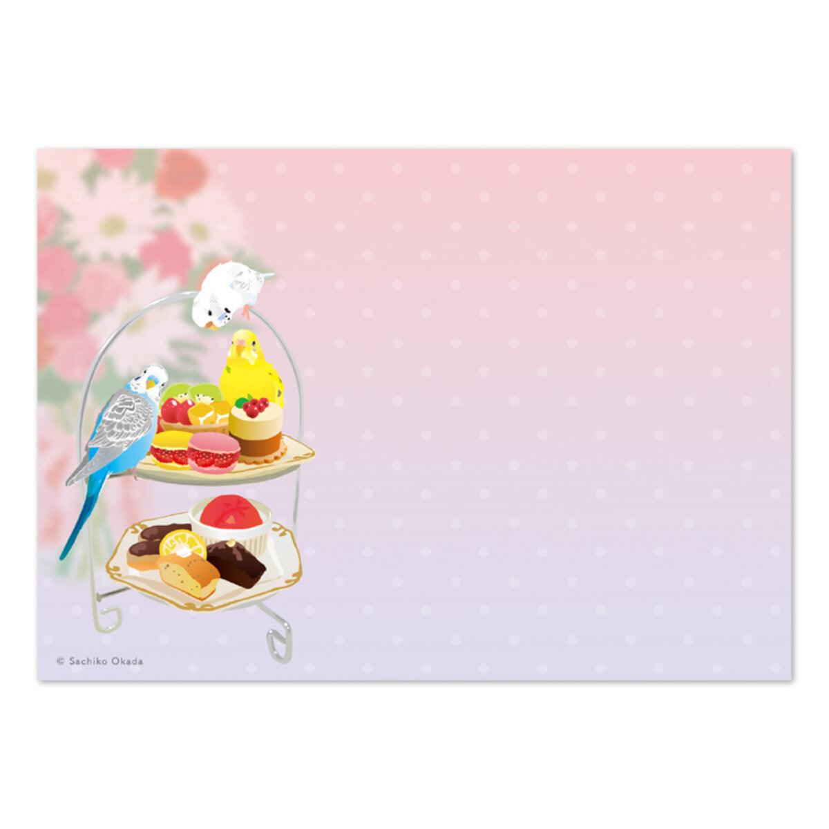 メモ帳 とりアート お茶会いんこ セキセイインコ