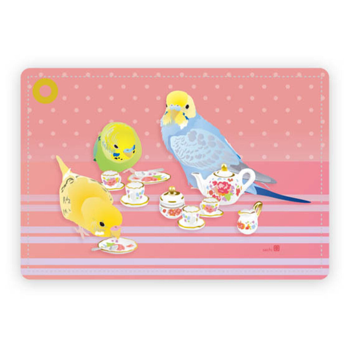 パスケース とりアート お茶会いんこ セキセイインコ