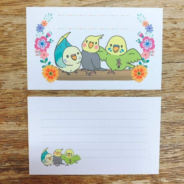 名刺サイズメモカード インコたち
