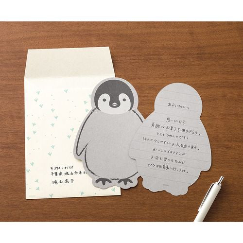 レターセット　ダイカット　ペンギン