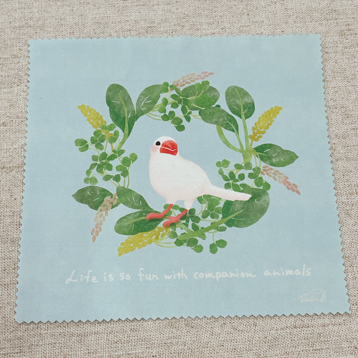 メガネ拭き 葉っぱぶんちょ 文鳥