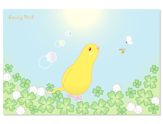 ポストカード クローバーフィールド セキセイインコ・ルチノー - 小鳥雑貨専門のお店 スウィート・バーディー・ブティック