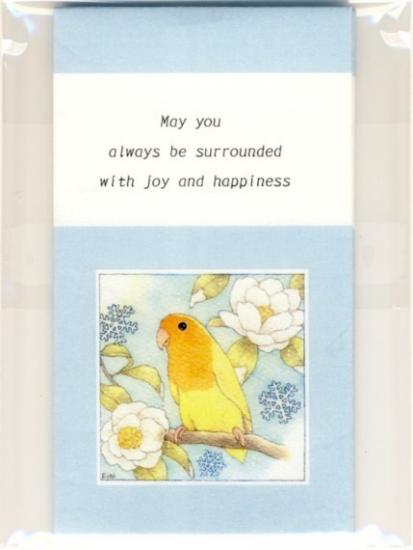 和紙 ぽち袋 ミニ封筒 コザクラインコ 山茶花 英語版 (3枚セット) - 小鳥雑貨専門のお店 スウィート・バーディー・ブティック