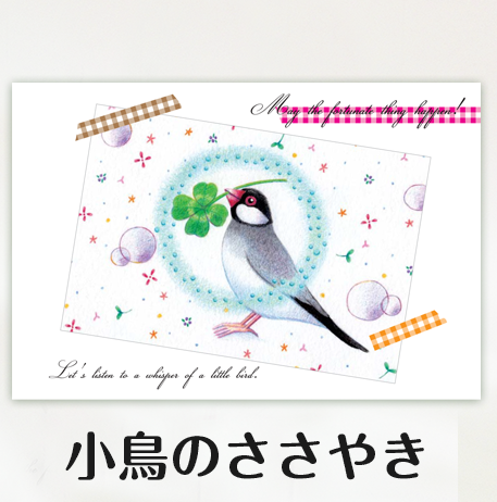 ポストカード  小鳥のささやき (文鳥) - 小鳥雑貨専門のお店 スウィート・バーディー・ブティック