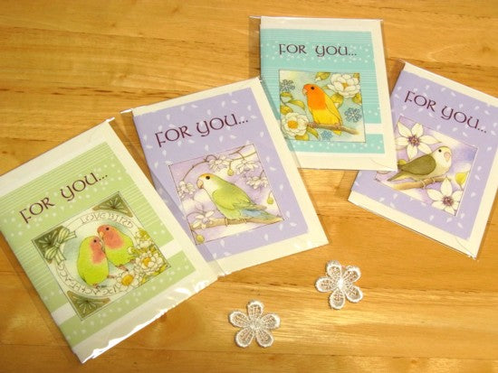 メッセージカード コザクラインコ レンゲショウマ - 小鳥雑貨専門のお店 スウィート・バーディー・ブティック