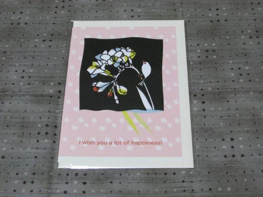 メッセージカード 花便り 夜 白文鳥 - 小鳥雑貨専門のお店 スウィート・バーディー・ブティック