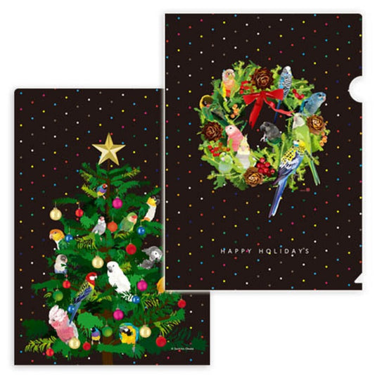 A4 クリアファイル とりアート クリスマス