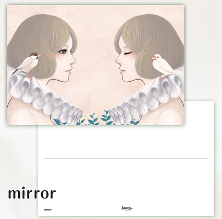 ポストカード mirror 文鳥 - 小鳥雑貨専門のお店 スウィート・バーディー・ブティック