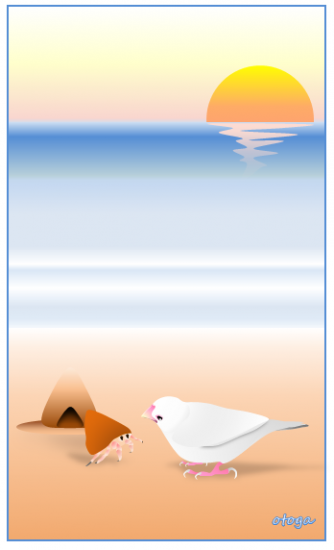 文さんとやどかりくん ポストカード - 小鳥雑貨専門のお店 スウィート・バーディー・ブティック