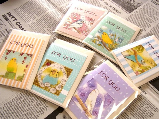 メッセージカード セキセイインコ スノードロップ - 小鳥雑貨専門のお店 スウィート・バーディー・ブティック