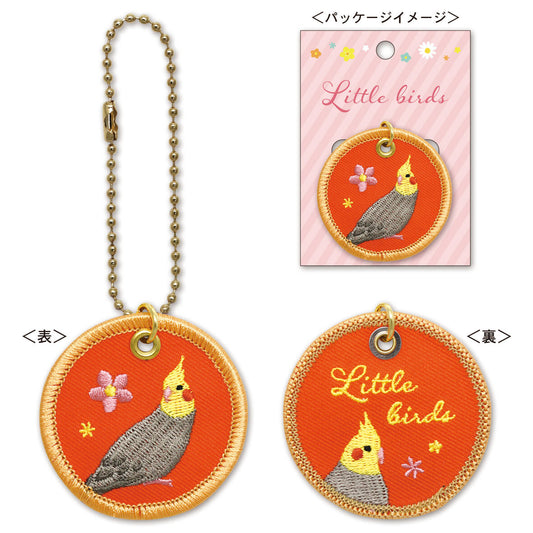 刺繍ワッペンキーホルダー オカメインコ グレー ノーマル - 小鳥雑貨専門のお店 スウィート・バーディー・ブティック
