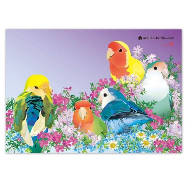 メモ帳 とりアート 春小桜 コザクラインコ