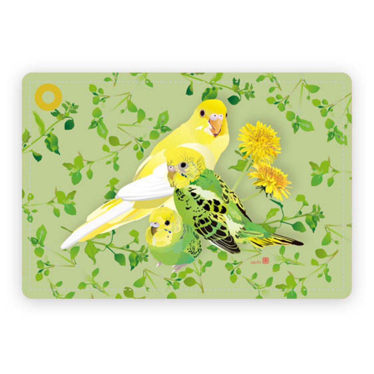 パスケース とりアート ひよこ草 セキセイインコ