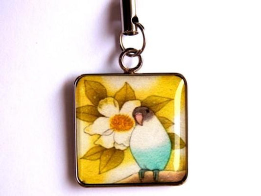 ストラップ ボタンインコ・山茶花 - 小鳥雑貨専門のお店 スウィート・バーディー・ブティック