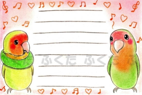 コザクラインコ メモ用紙 - 小鳥雑貨専門のお店 スウィート・バーディー・ブティック