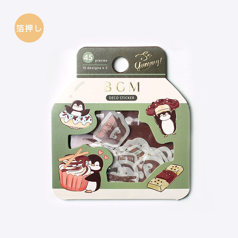 フレークシール ペンギンさんとチョコ菓子 箔押し