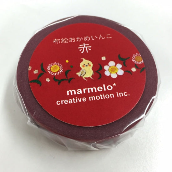 マスキングテープ　布絵おかめいんこ  赤  オカメインコ - 小鳥雑貨専門のお店　スウィート・バーディー・ブティック