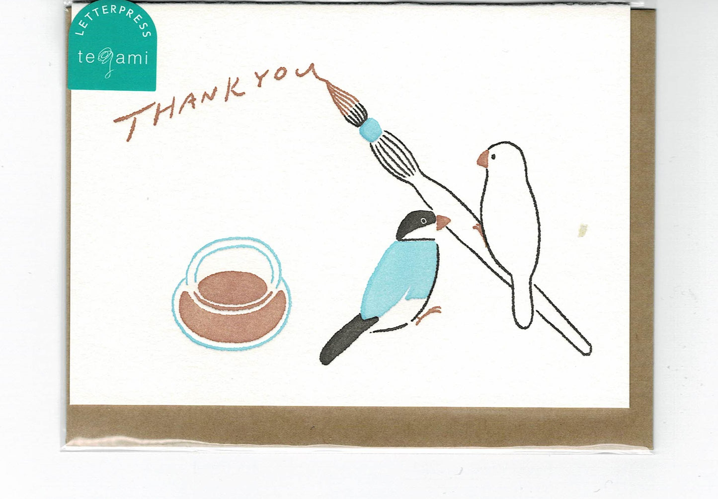 グリーティングカード Birds and Pen Thank you 文鳥