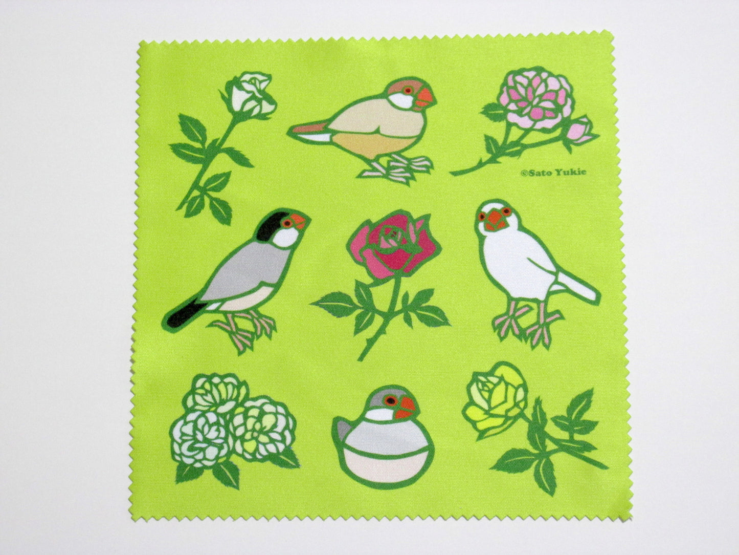 マイクロファイバークロス 文鳥 薔薇文鳥 緑