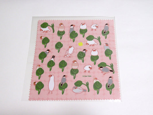 マイクロファイバークロス 文鳥 小松菜 ピンク