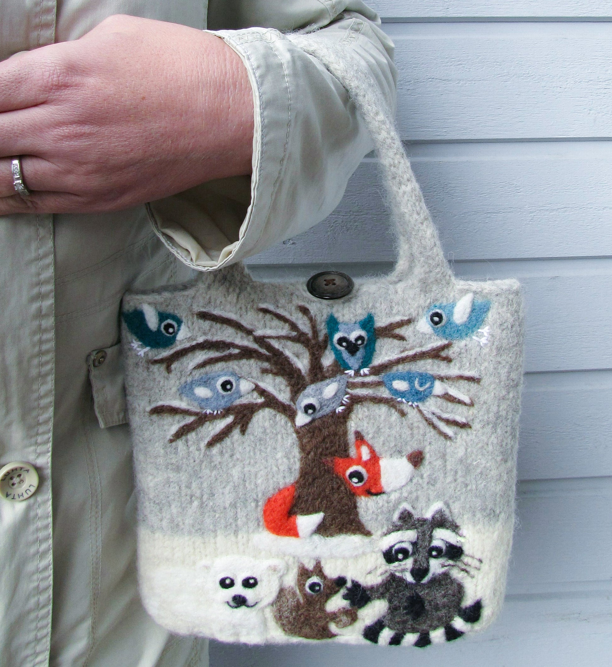 小鳥とお友達コレクション　羊毛フェルトバッグ　冬 - 小鳥雑貨専門のお店　スウィート・バーディー・ブティック
