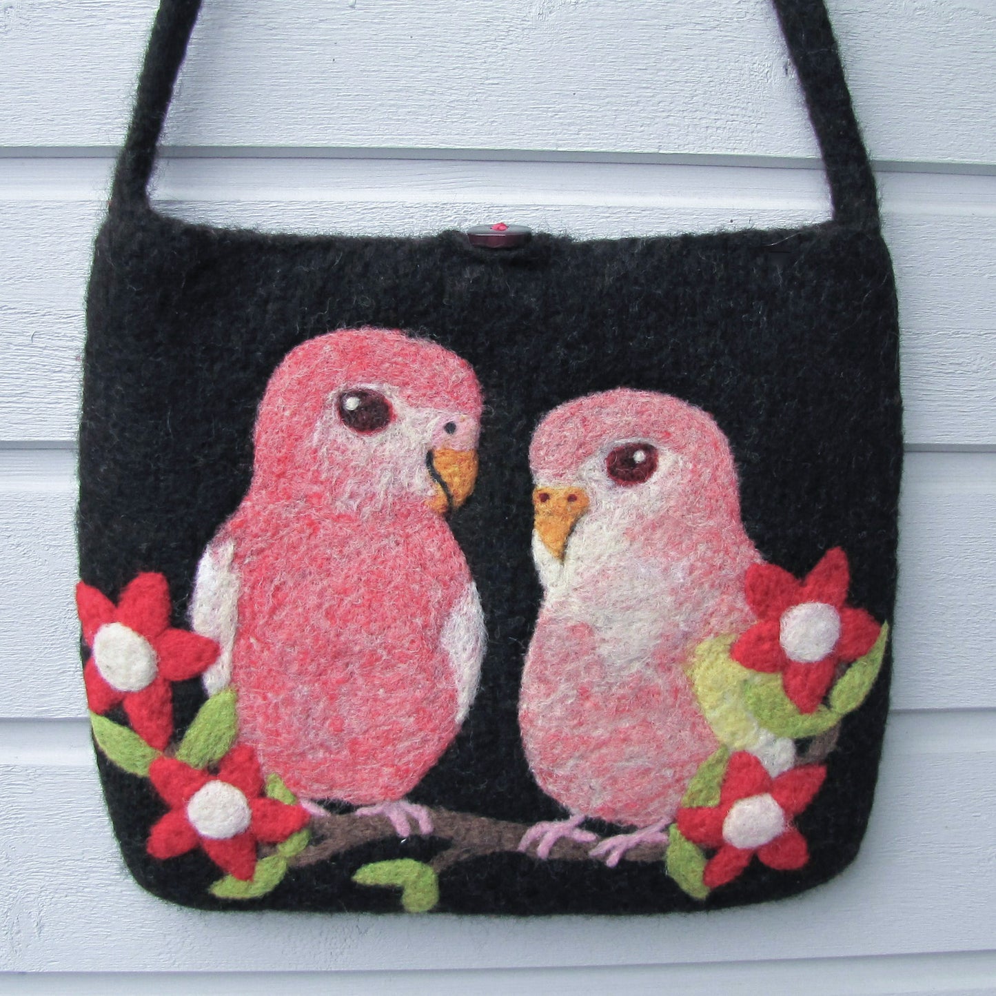 愛鳥コレクション 羊毛フェルトバッグ アキクサインコ ラージサイズ - 小鳥雑貨専門のお店 スウィート・バーディー・ブティック