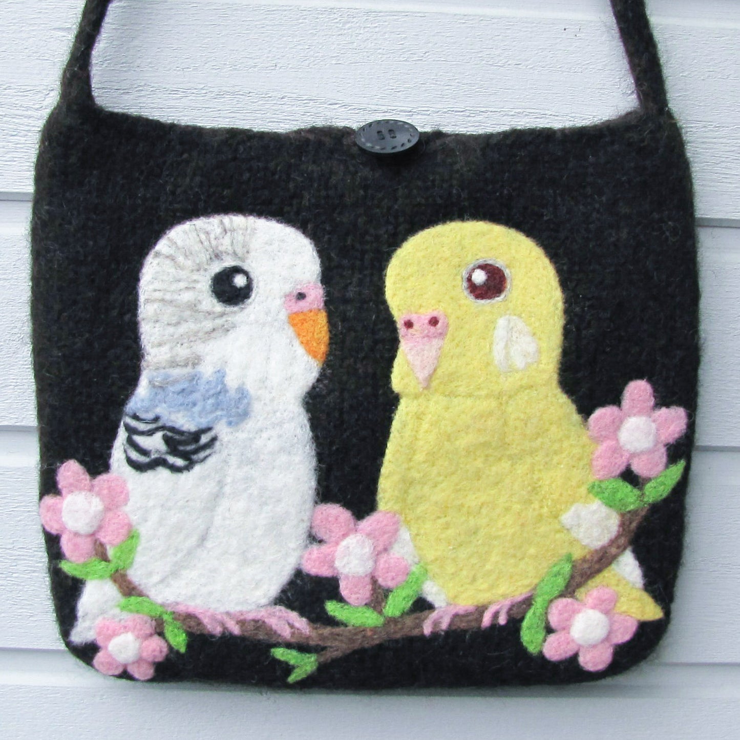 愛鳥コレクション 羊毛フェルトバッグ セキセイインコ ラージサイズ - 小鳥雑貨専門のお店 スウィート・バーディー・ブティック