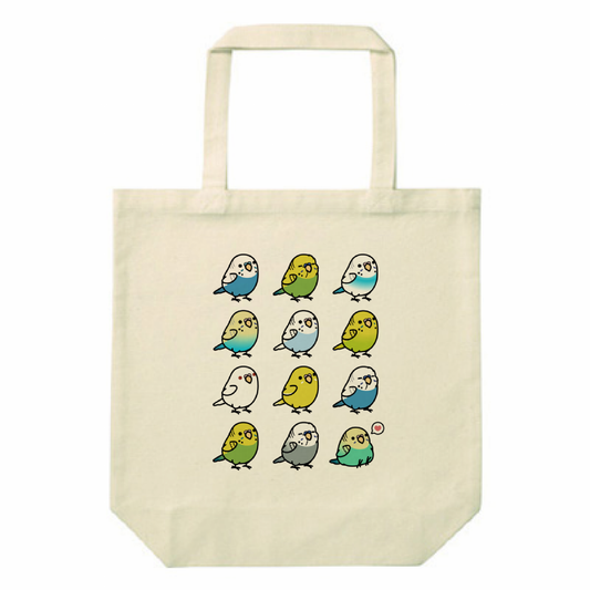 Chubby Bird セキセイインコ大集合 スタンダードキャンバストートバッグ Mサイズ ナチュラル 12oz 受注製作 メーカー直送 クーポン利用不可