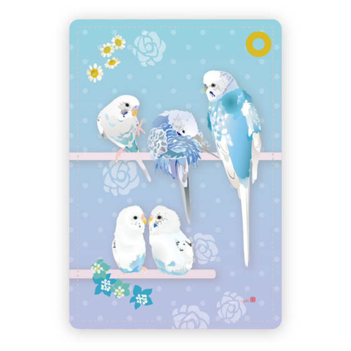 パスケース とりアート ゆめいろいんこ セキセイインコ