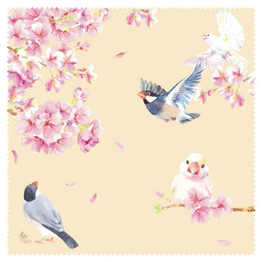 メガネ拭き 文鳥と桜 ラージサイズ