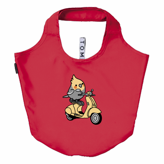 Chubby Bird エコバッグ バイクに乗ったオカメインコ レッド ポリエステル 受注製作 メーカー直送 クーポン利用不可