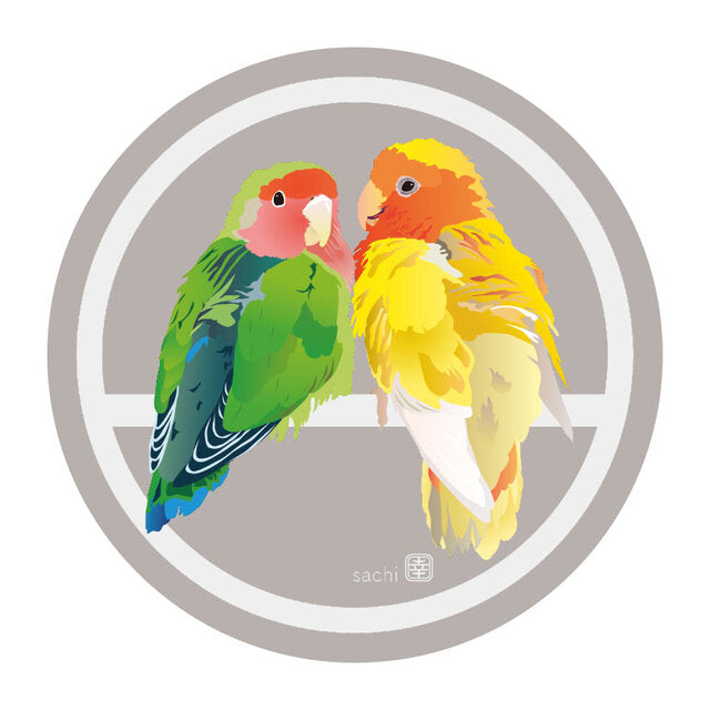 アクリルコースター とりアート コザクラインコ A 2羽
