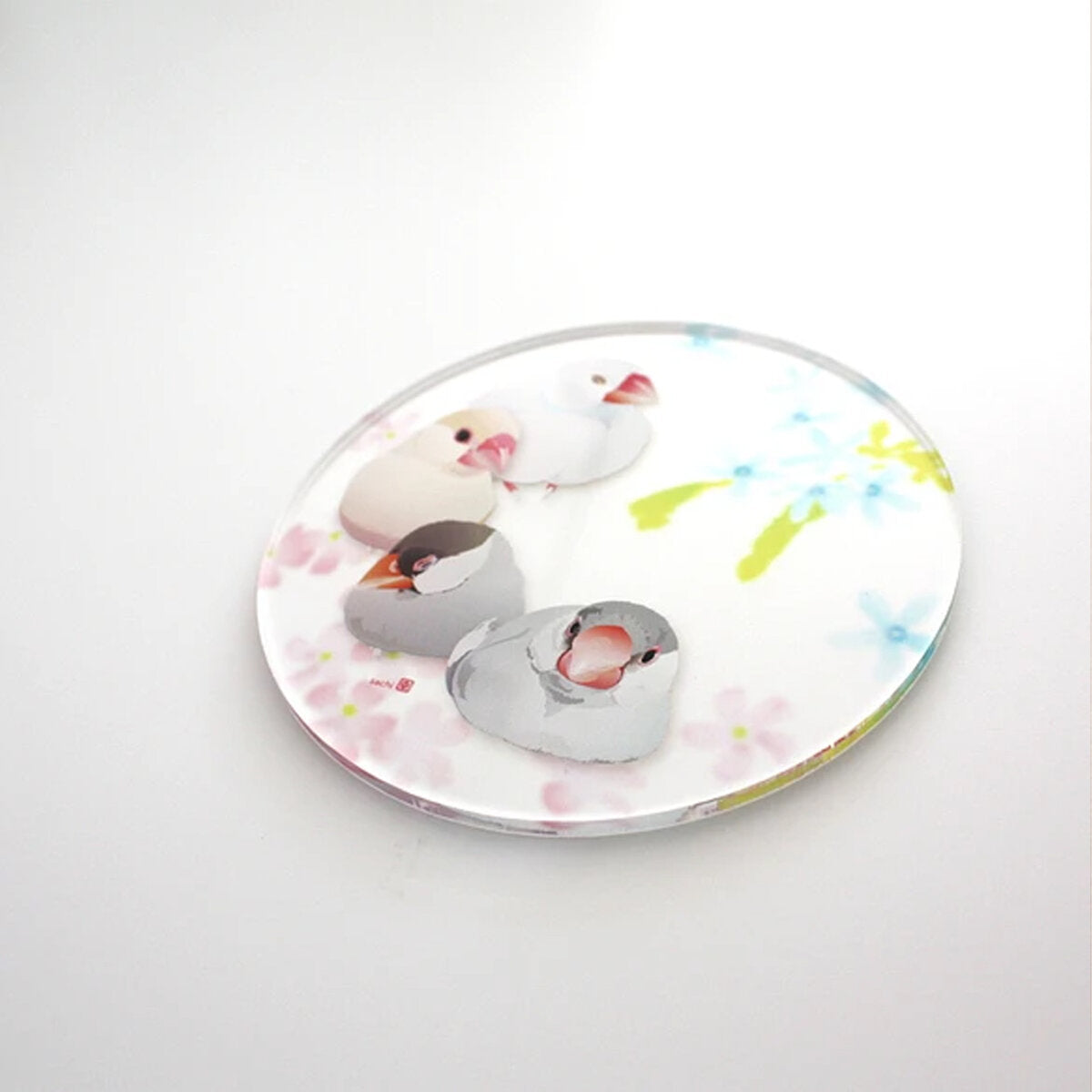 アクリルコースター とりアート まったり文鳥