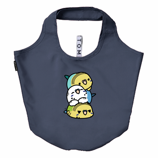 Chubby Bird エコバッグ セキセイ団子 セキセイインコ  ネイビー ポリエステル 受注製作 メーカー直送 クーポン利用不可