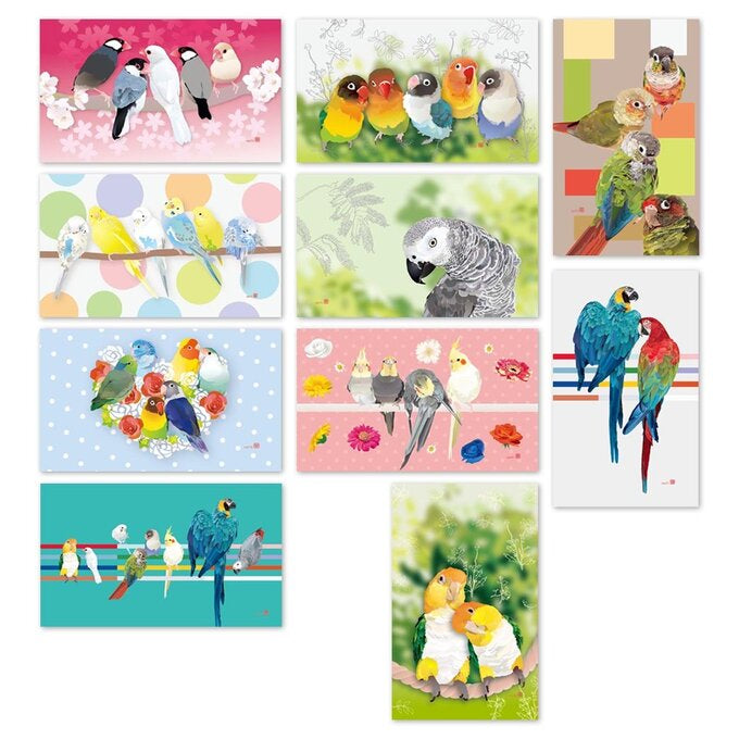 名刺サイズメモカード とりアート 10柄セット